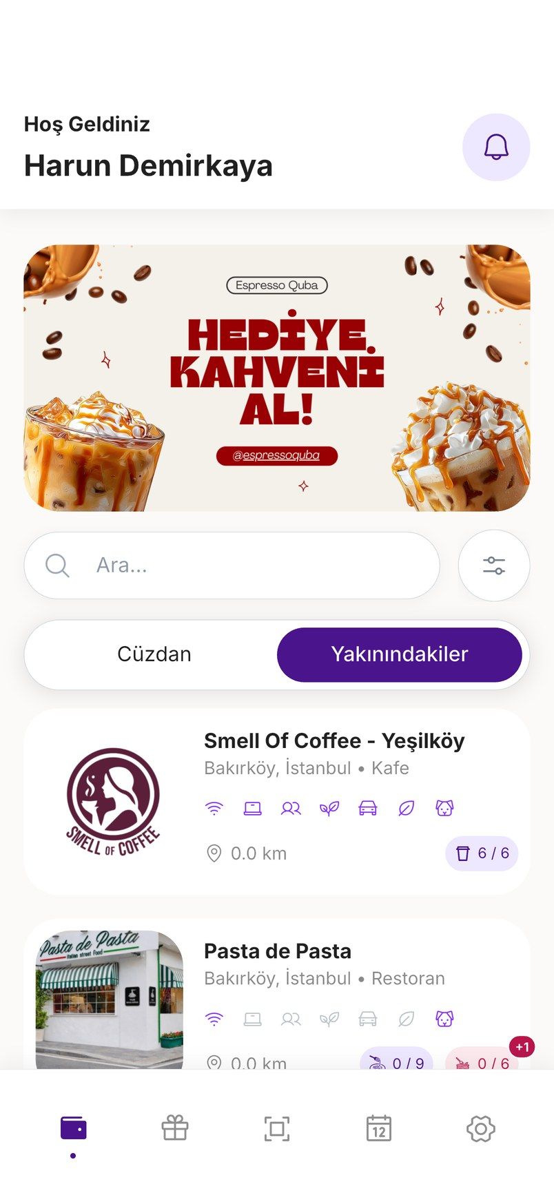 Promo Cüzdan Yakınındakiler ekranı
